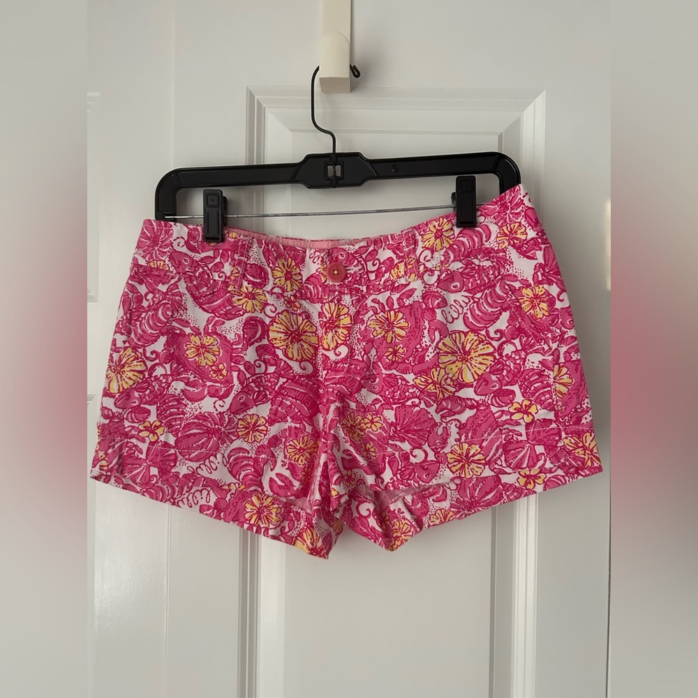 Lilly Pulitzer pink yellow white floral shorts size 2 - excellent condition!
